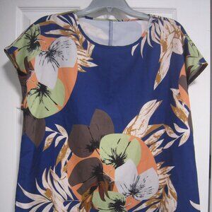 EMERY ROSE Navy Blue Floral Lightweight Short Sleeved Shirt Size L